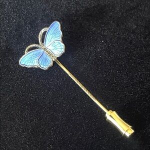 Blue and Gold Butterfly Brooch